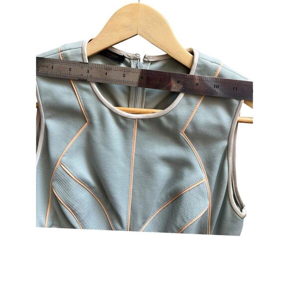 Narciso Rodriguez Sage Green Wool Shift Midi Dress Contrast Piping Size 4 EU 40 - Picture 12 of 15